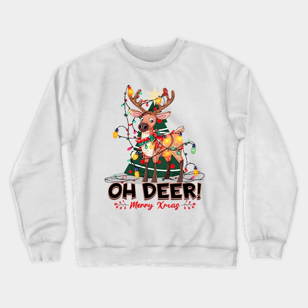 Oh Deer! Christmas Reindeer Crewneck Sweatshirt by BankaiChu